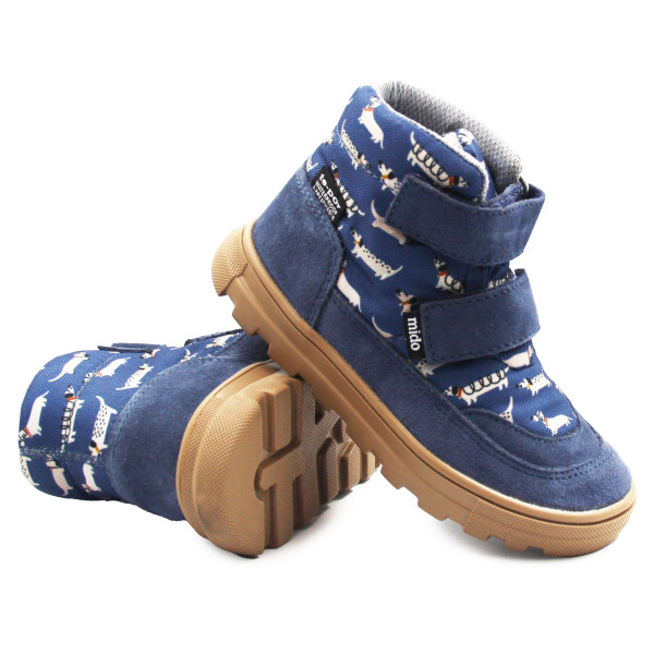 Ocieplane Buty Dla Chłopca Na Jesień Membrana w Pieski Mido 22-41 Doggy Blue